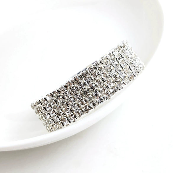 Women's Elegant Alloy Crystal Bracelet Simple Geometric Full Diamond Style Elastic Single Row And Multi Row Fashion Bracelet