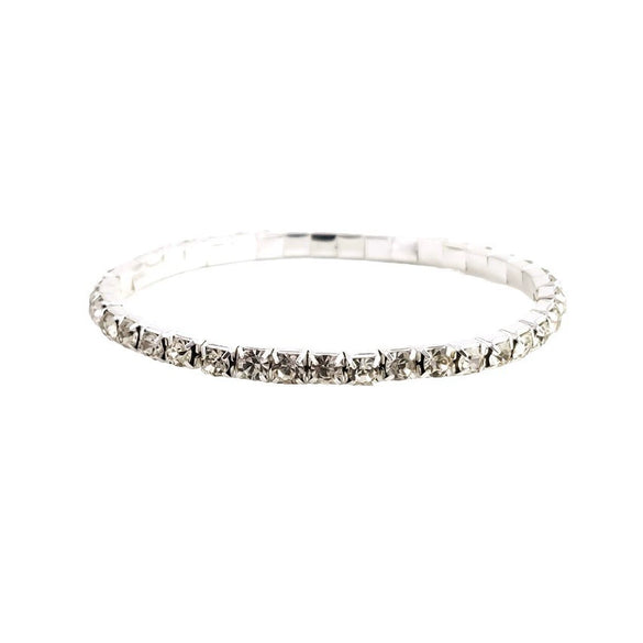 Women's Elegant Alloy Crystal Bracelet Simple Geometric Full Diamond Style Elastic Single Row And Multi Row Fashion Bracelet