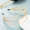 Women's Elegant Alloy Diamondinlaid Pearl Layered Headband Fashion Hair Hoop Accessory