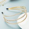 Women's Elegant Alloy Diamondinlaid Pearl Layered Headband Fashion Hair Hoop Accessory