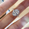 Women's Elegant Alloy Egg Shaped White Zircon Ring With Electroplated Geometric Natural Style For Wedding Jewelry