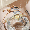 Women's Elegant Alloy Square Diamondencrusted Quartz Watch