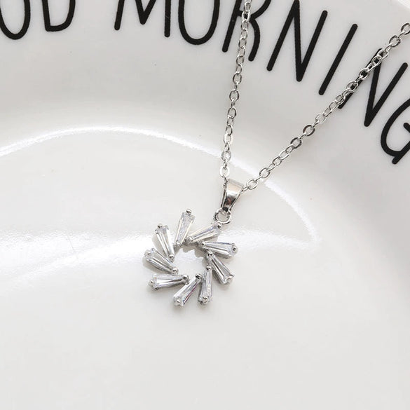 Women's Elegant Alloy Windmill Plant Flower Jewelry Set With Zircon Inlay Necklace And Earrings