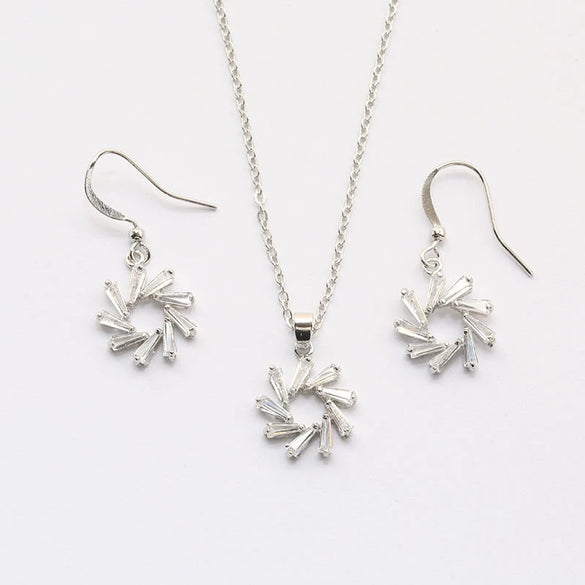 Women's Elegant Alloy Windmill Plant Flower Jewelry Set With Zircon Inlay Necklace And Earrings