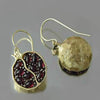 Women's Elegant Black Gold Plated Metal Ring With Garnet Tree Vine Fruit Pattern Fashion Hand Jewelry