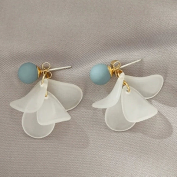 Women's Elegant Bow Rear Hanging Earrings With Resin Eternal Flower Design Sweet Fresh All Match Dangle Earrings