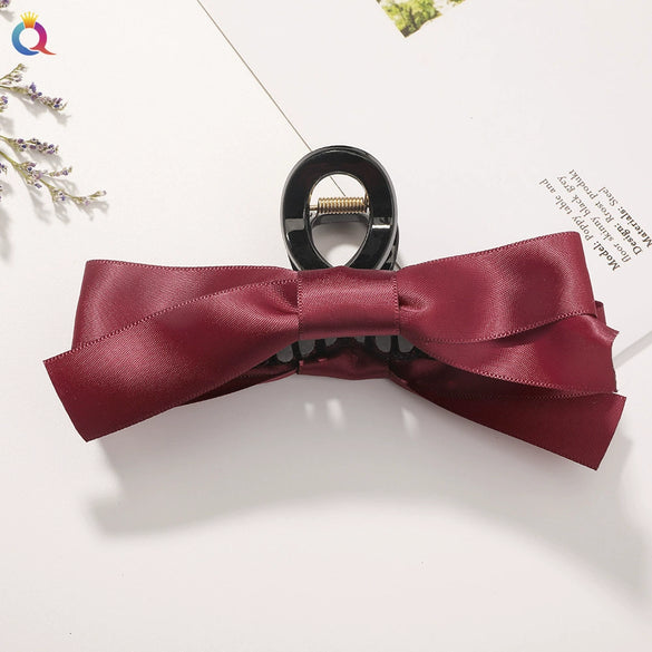 Women's Elegant Bow Shark Clip Hairpin Large Handmade Backofhead Hair Accessory For Stylish Hairstyles