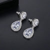 Women's Elegant Copper Crystal Drop Earrings With Geometric Zircon Design Electroplated Fashion Jewelry