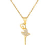 Women's Elegant Copper Heart Geometric Pendant Necklace With Micropaved Detail And Ochain Design