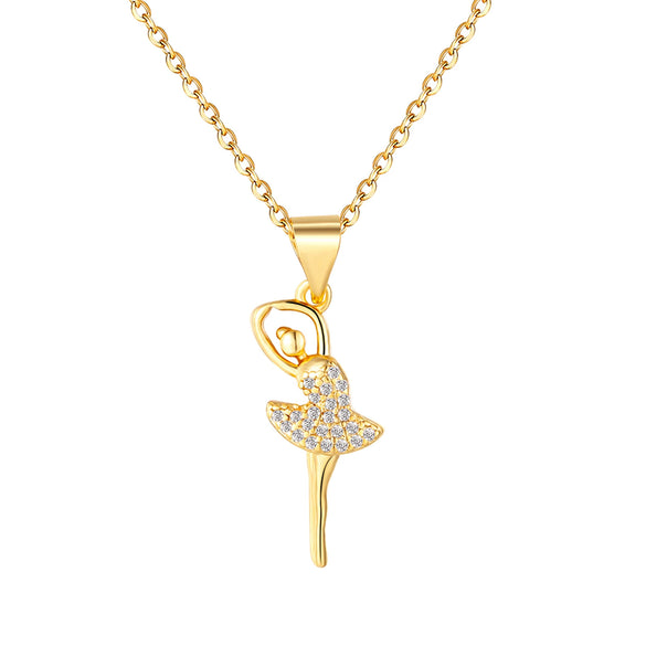 Women's Elegant Copper Heart Geometric Pendant Necklace With Micropaved Detail And Ochain Design