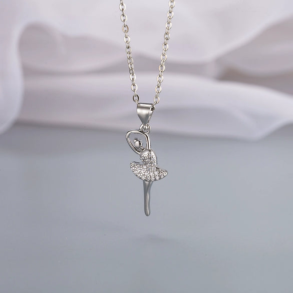 Women's Elegant Copper Heart Geometric Pendant Necklace With Micropaved Detail And Ochain Design