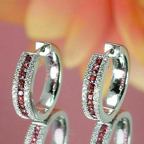 Women's Elegant Copper Imitation Sapphire Zircon Geometric Earrings