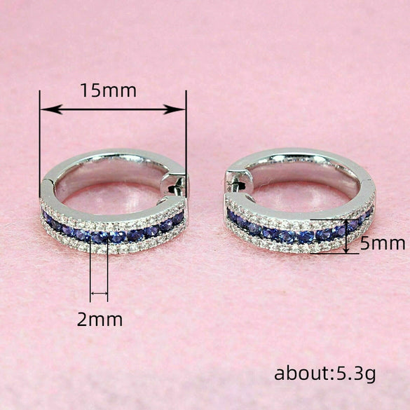 Women's Elegant Copper Imitation Sapphire Zircon Geometric Earrings
