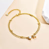 Women's Elegant Copper Layered Anklet With Heart Shaped Zircon Inlay Letter Bead Pendant Adjustable Ankle Chain