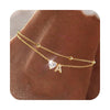Women's Elegant Copper Layered Anklet With Heart Shaped Zircon Inlay Letter Bead Pendant Adjustable Ankle Chain
