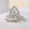Women's Elegant Copper Ring With Water Drop And Geometric Zirconia Design