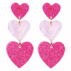 Women's Elegant Electroplated Alloy Heart Pendant Earrings With Stainless Steel Pins And Niche Fashion Style