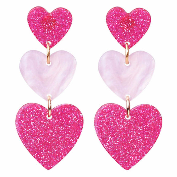 Women's Elegant Electroplated Alloy Heart Pendant Earrings With Stainless Steel Pins And Niche Fashion Style