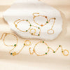 Women's Elegant Emerald Heart Zircon Titanium Steel Ring Bracelet With Animal Zodiac Pattern And Electroplating