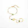 Women's Elegant Emerald Heart Zircon Titanium Steel Ring Bracelet With Animal Zodiac Pattern And Electroplating