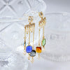 Women's Elegant Fashion Titanium Steel Zircon Flower Tassel Geometric Electroplated Earrings