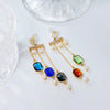Women's Elegant Fashion Titanium Steel Zircon Flower Tassel Geometric Electroplated Earrings