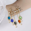 Women's Elegant Fashion Titanium Steel Zircon Flower Tassel Geometric Electroplated Earrings