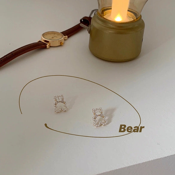 Women's Elegant Fashionable Ear Studs With Pearl Mango Shape Alloy Material Electroplating Treatment And Bow Pattern