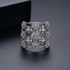 Women's Elegant Flower Open Ring Copper Electroplated Micro Pave Zircon Adjustable Fashion Ring