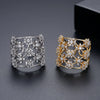 Women's Elegant Flower Open Ring Copper Electroplated Micro Pave Zircon Adjustable Fashion Ring