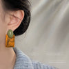 Women's Elegant Geometric Acrylic Earrings With Electroplated Finish Retro Fashion Statement Earrings