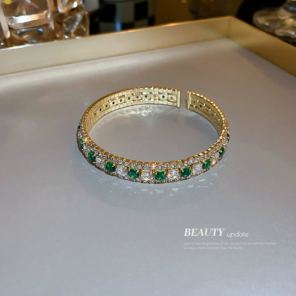 Women's Elegant Geometric Alloy Bracelet With Square Diamond Style Detail Fashion Light Luxury Jewelry
