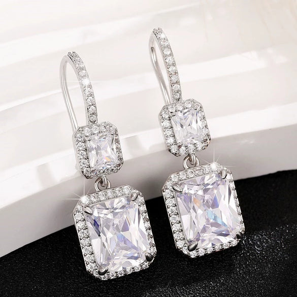 Women's Elegant Geometric Copper Earrings With Zircon