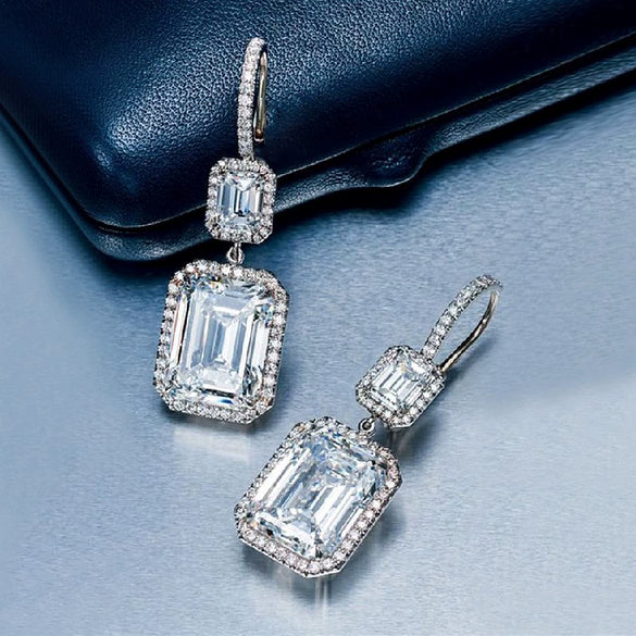 Women's Elegant Geometric Copper Earrings With Zircon