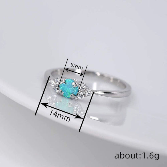 Women's Elegant Geometric Copper Imitation Opal Ring With Zirconia