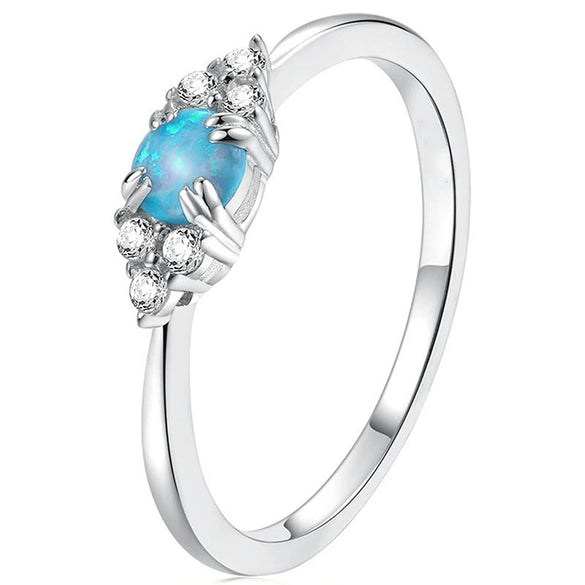 Women's Elegant Geometric Copper Imitation Opal Ring With Zirconia