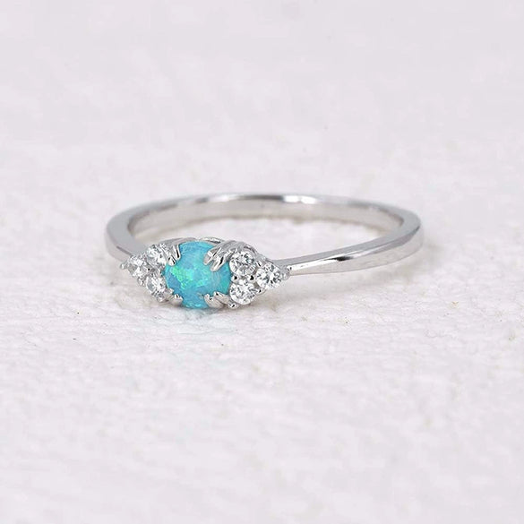 Women's Elegant Geometric Copper Imitation Opal Ring With Zirconia