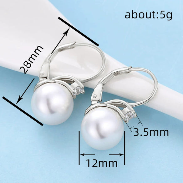 Women's Elegant Geometric Copper Inlaid Zircon Imitation Pearl Earrings