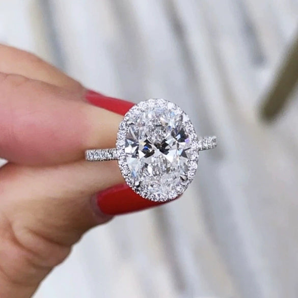 Women's Elegant Geometric Copper Oval Zircon Ring
