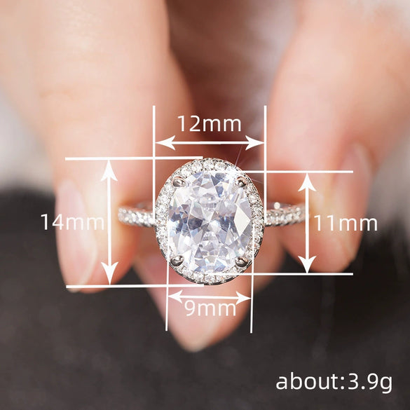Women's Elegant Geometric Copper Oval Zircon Ring