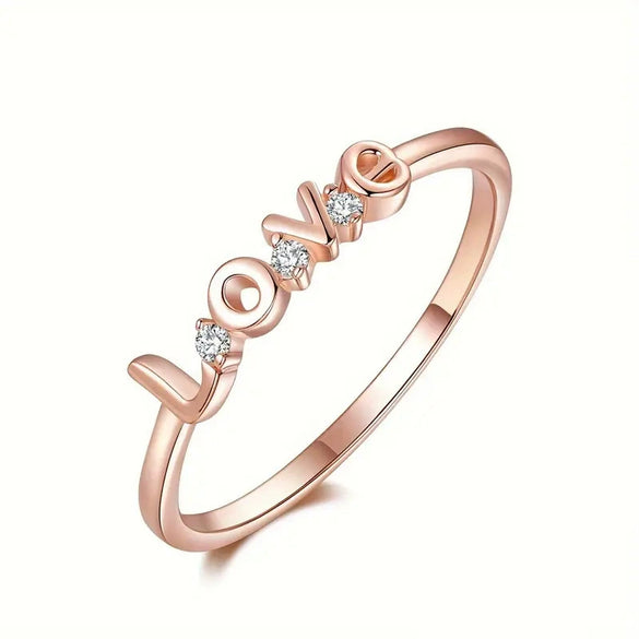 Women's Elegant Geometric Copper Ring With Microinlaid Zirconia