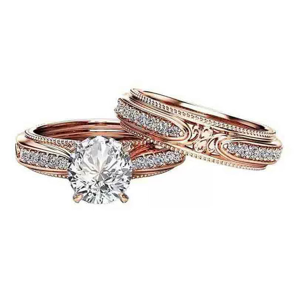 Women's Elegant Geometric Copper Rings With Zirconia Design