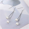 Women's Elegant Geometric Faux Pearl Long Tassel Earrings With Stainless Steel Ear Needles Electroplated Fashion Jewelry