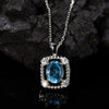 Women's Elegant Geometric Jewelry 925 Sterling Silver Inlaid Natural Topaz Pendant Necklace