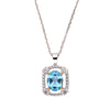 Women's Elegant Geometric Jewelry 925 Sterling Silver Inlaid Natural Topaz Pendant Necklace