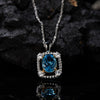 Women's Elegant Geometric Jewelry 925 Sterling Silver Inlaid Natural Topaz Pendant Necklace