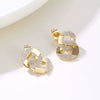Women's Elegant Geometric Metal Earrings With Micro Inlaid Zircon Electroplated Minimal Fashion Jewelry