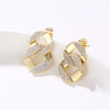Women's Elegant Geometric Metal Earrings With Micro Inlaid Zircon Electroplated Minimal Fashion Jewelry