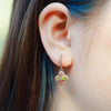 Women's Elegant Geometric Natural Tourmaline Earrings S925 Silver 10K Gold Plated With Diamond Design