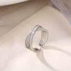 Women's Elegant Geometric Open Zircon Ring Adjustable Mobius Cross Style Fashion Jewelry